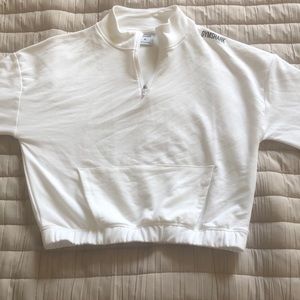 GYMSHARK white crop quarter zip top